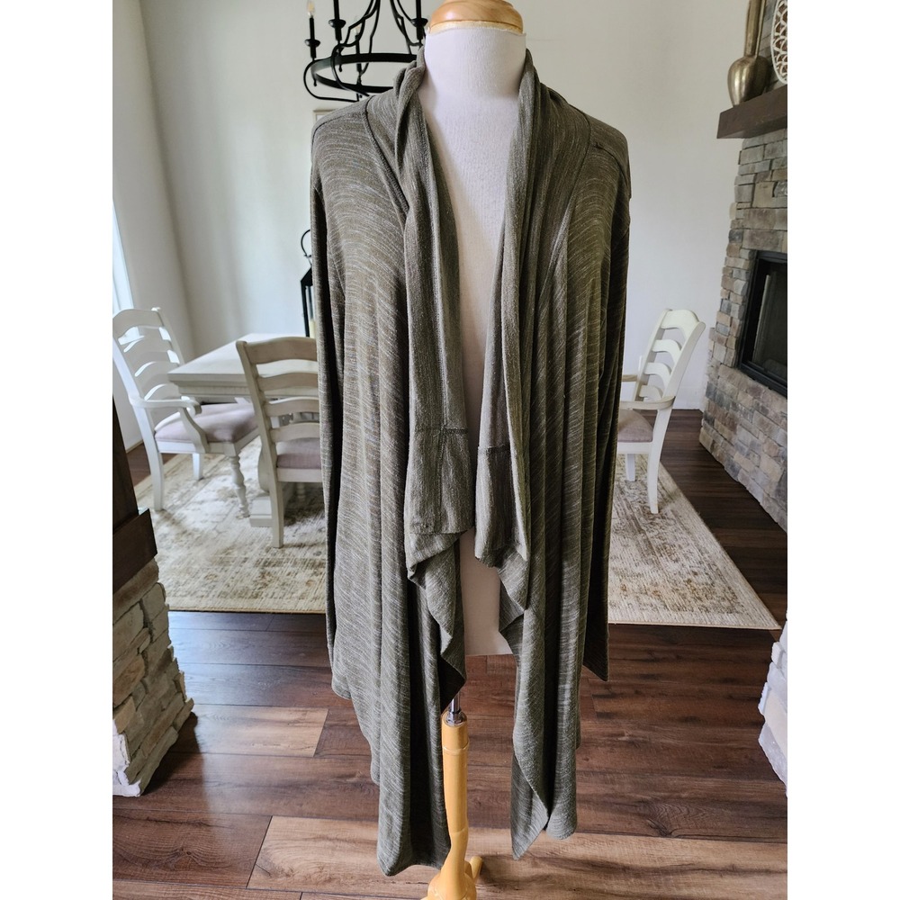 Stella & Dot Womens Olive Green Heathered‎ Convertible Drape Cardigan Wrap